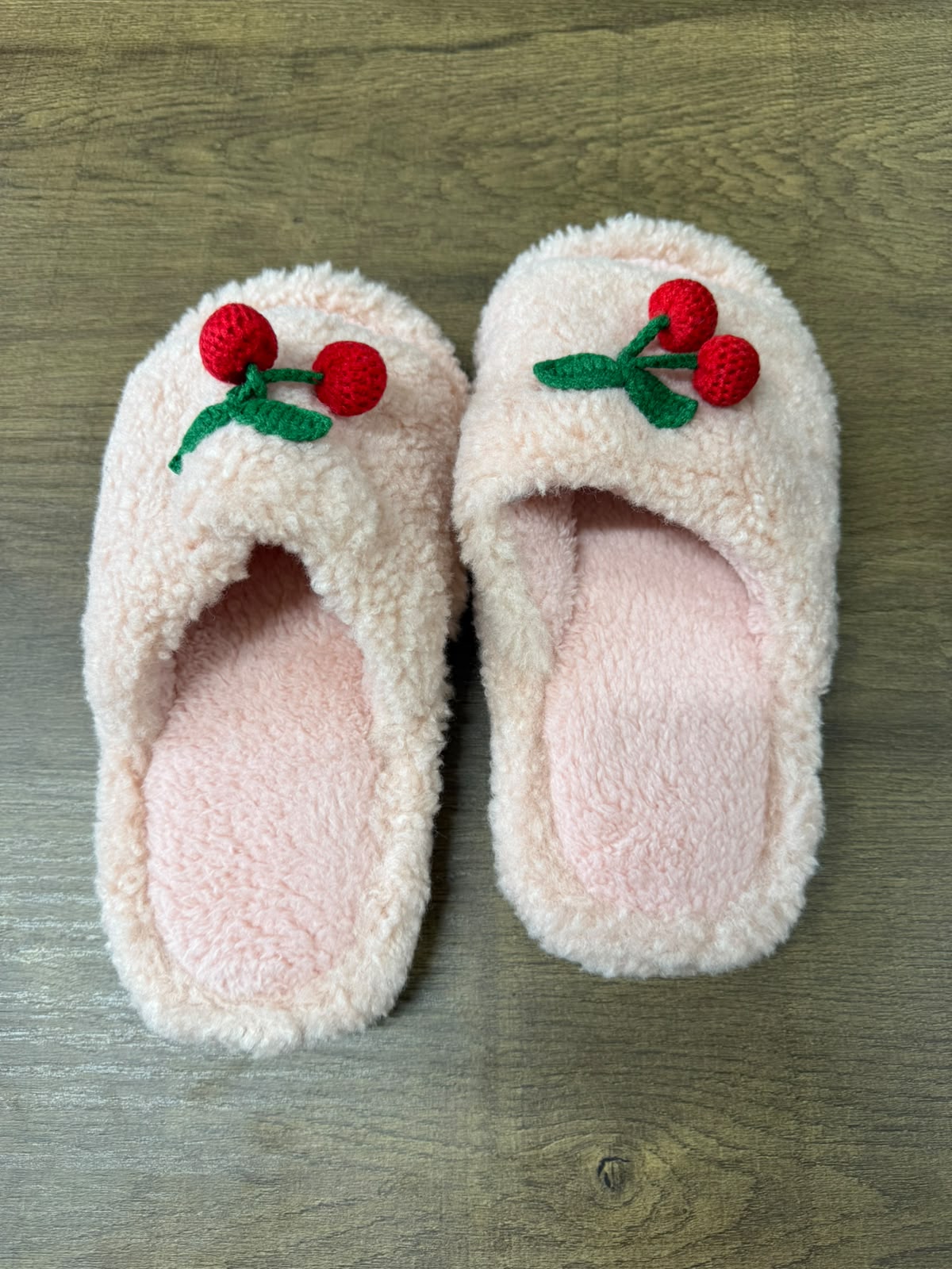 Cherry Plush House Slippers